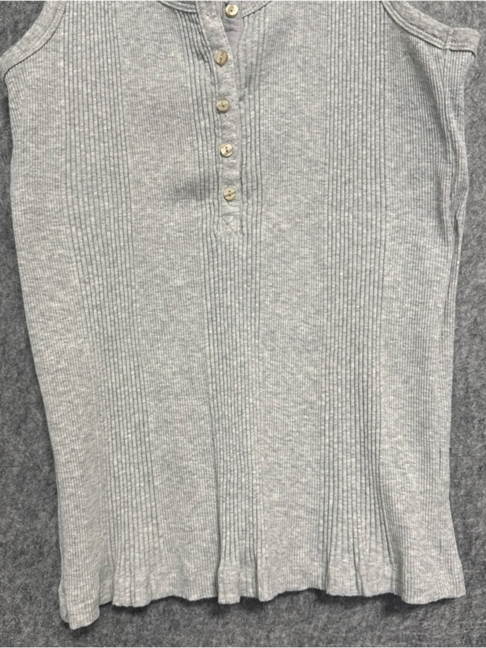 aerie Light Gray Ribbed Henley Tank - Picture 3 of 12